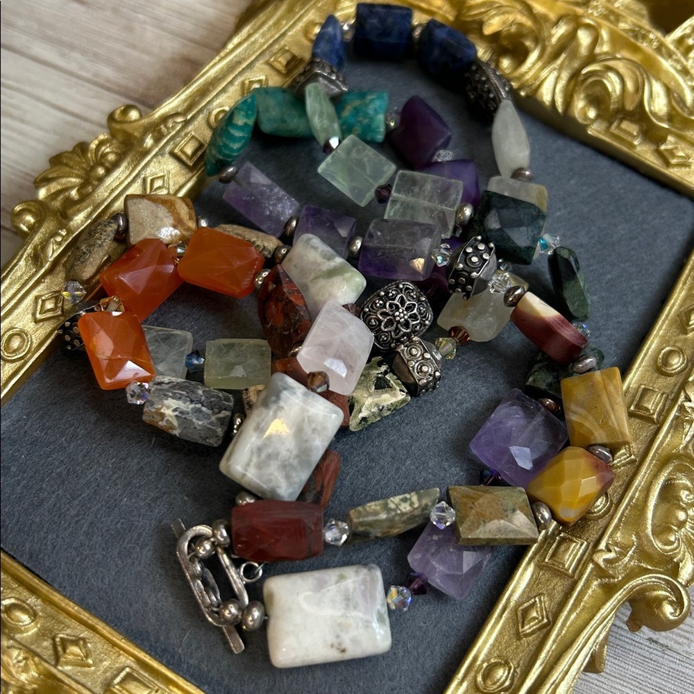 Multicolor 925 Sterling and Gemstone Necklace - Picture 8 of 9
